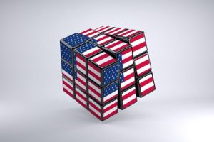 cubo di rubik con bandiera americana